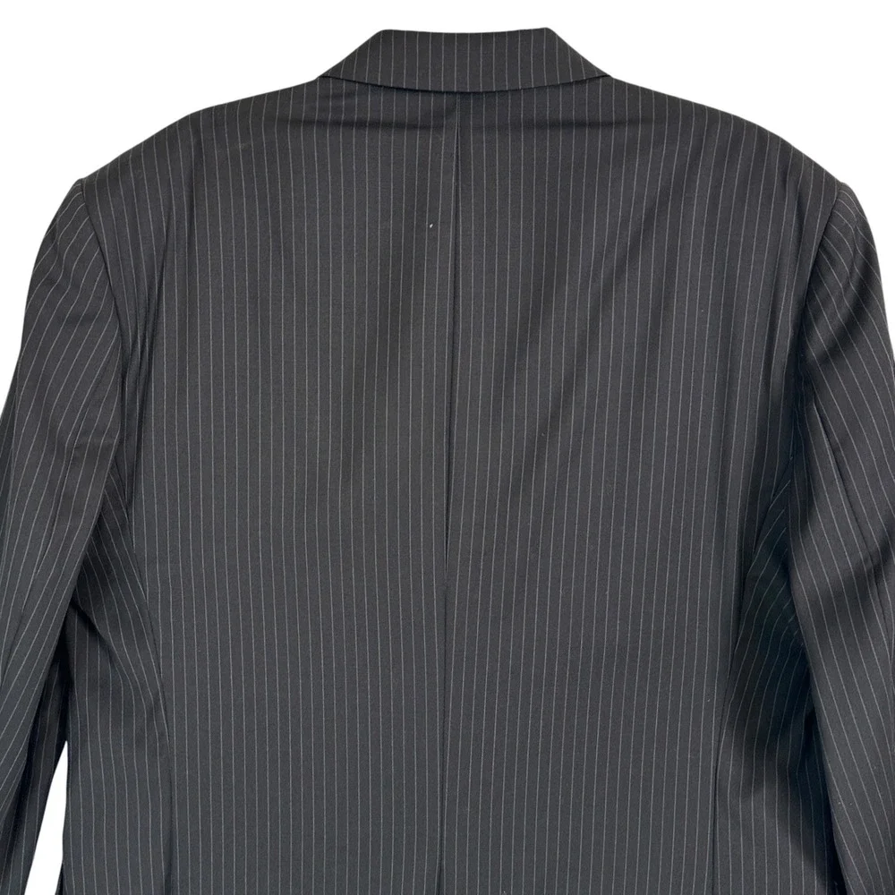 Lauren‎ Ralph Lauren Suit Jacket Blazer 46R 100% Wool Pinstripe Charcoal Gray